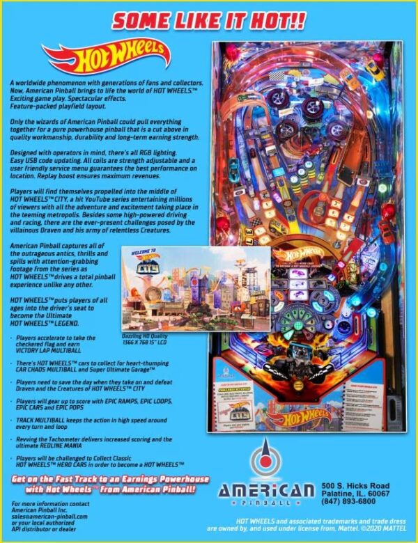American Pinball Hot Wheels Pinball Machine - Classic Edition - Image 3